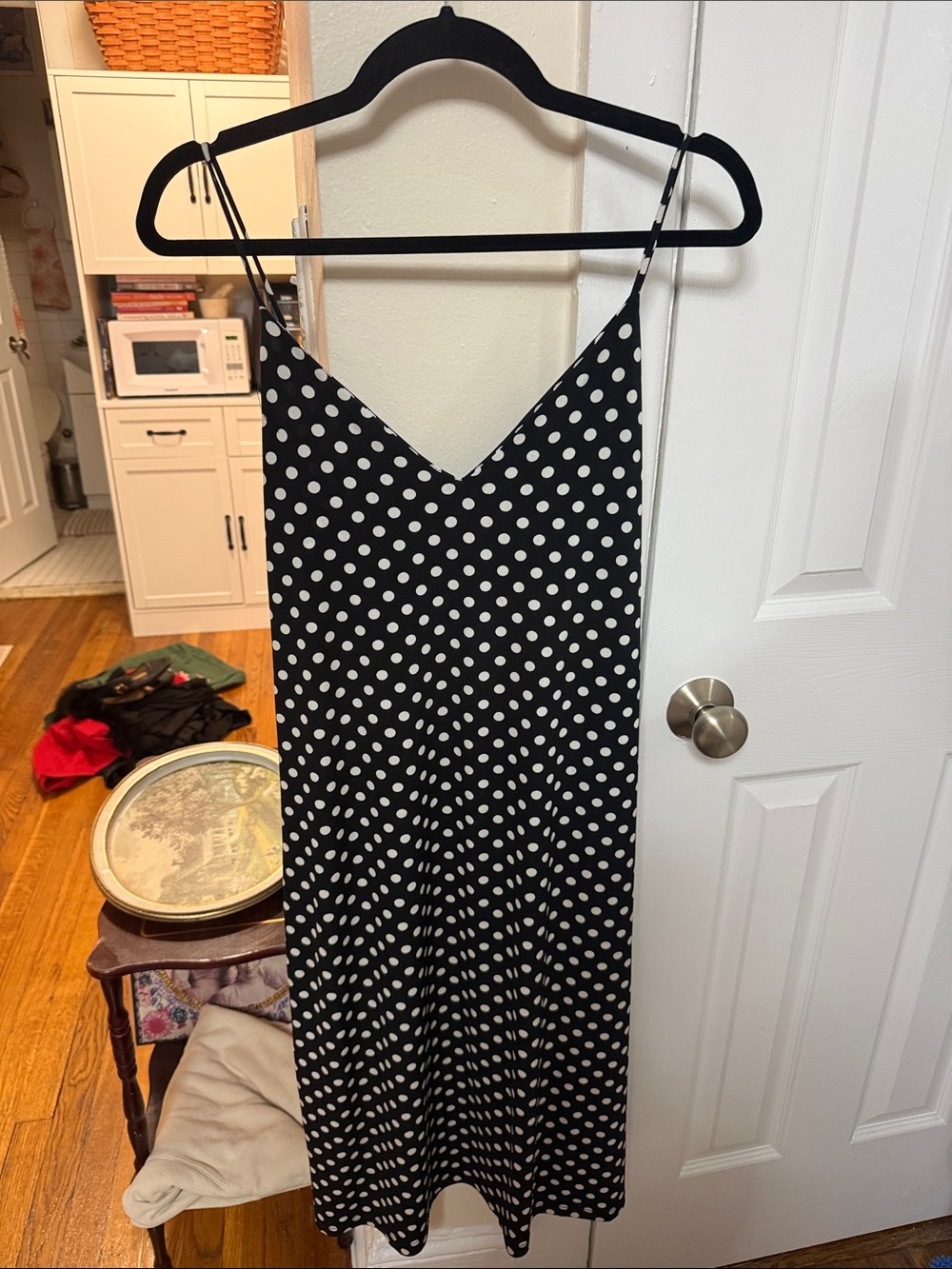 Zara Black and White Polka Dot Midi Slip Dress